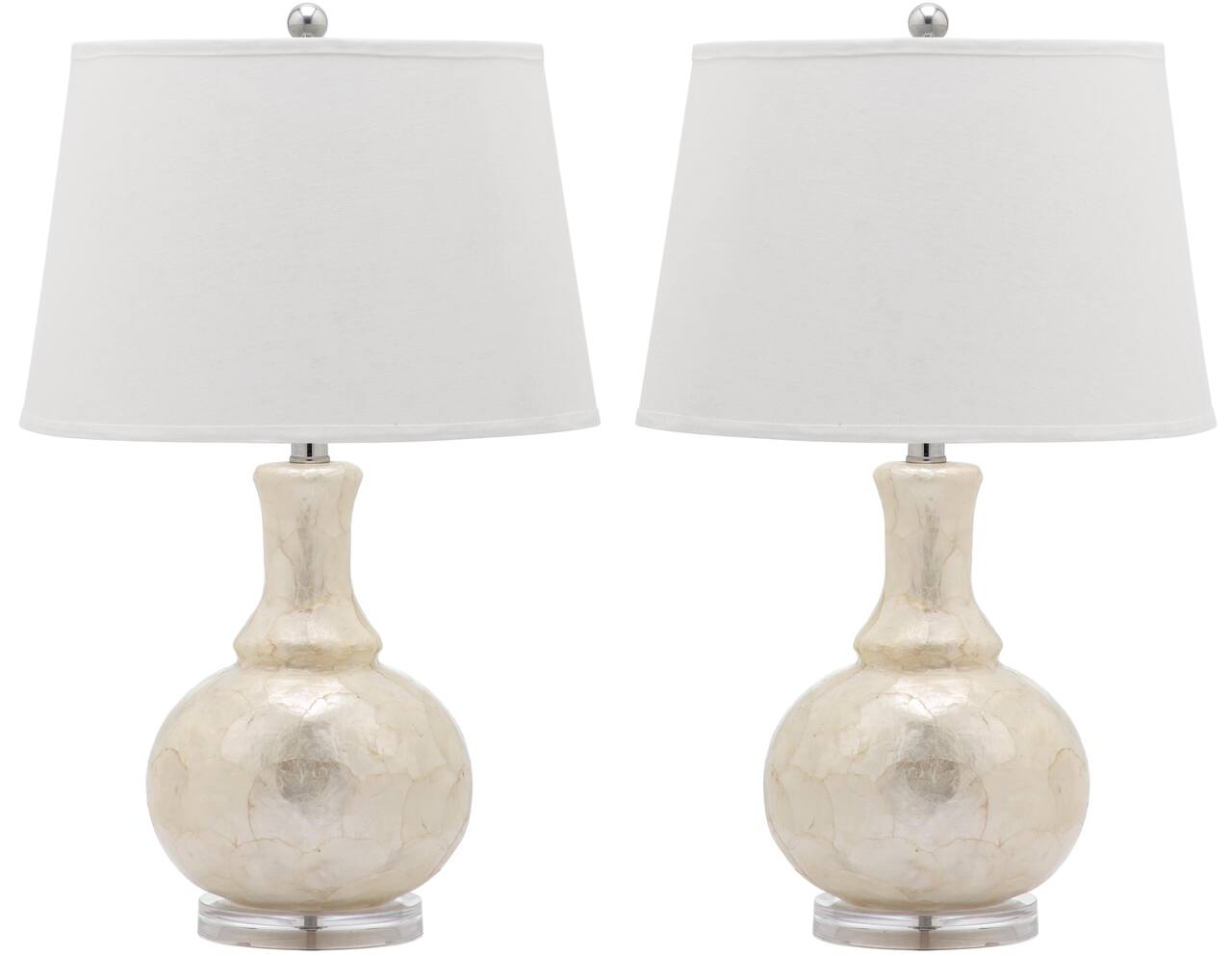 Shelley Gourd Table Lamp Set in White